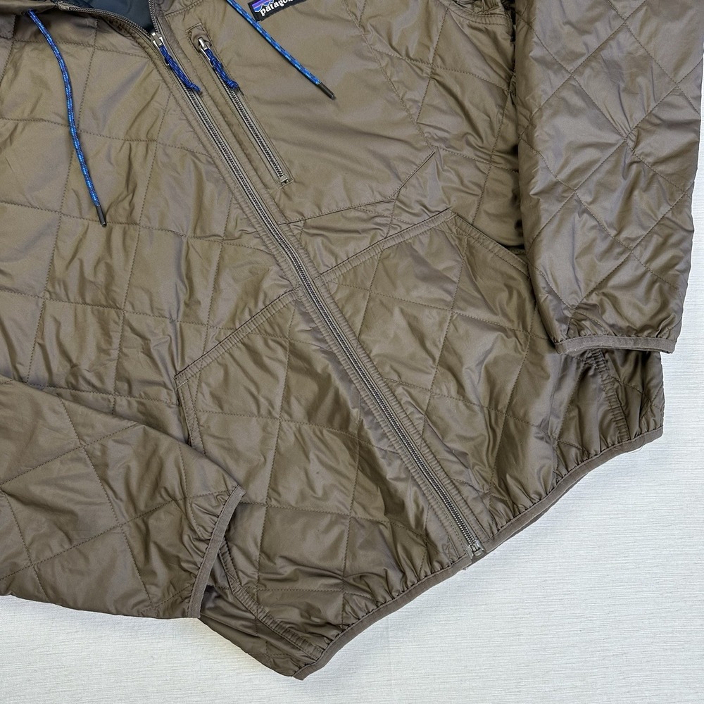 Patagonia Diamond Quilted Bomber Hoody Jacket Men S Full Zip Topsoil Brown Gorp - Picture 3 of 11
